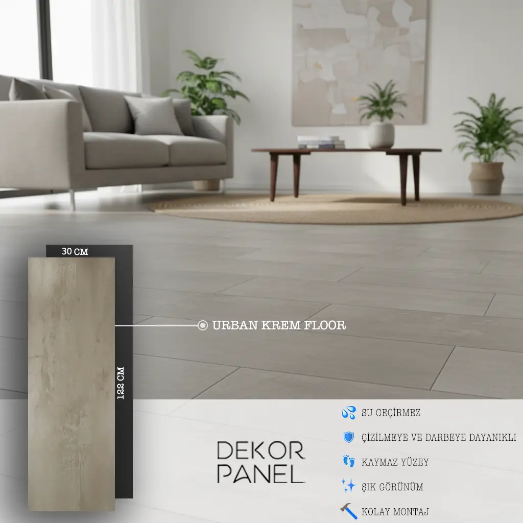 30x122 SPC Zemin Urban Krem Floor
