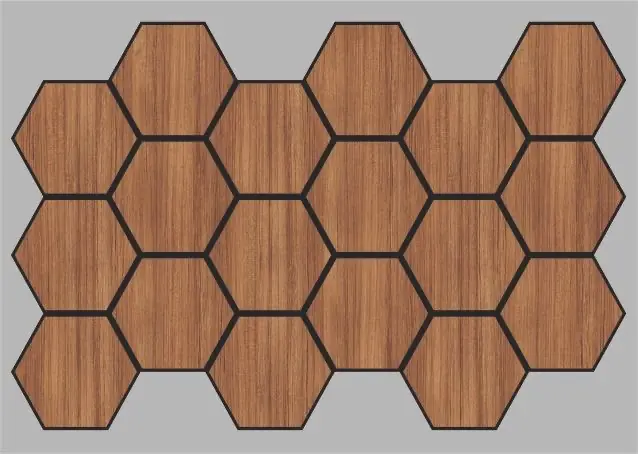 Teak Jr Hexagon Akustik Panel 87x57 cm
