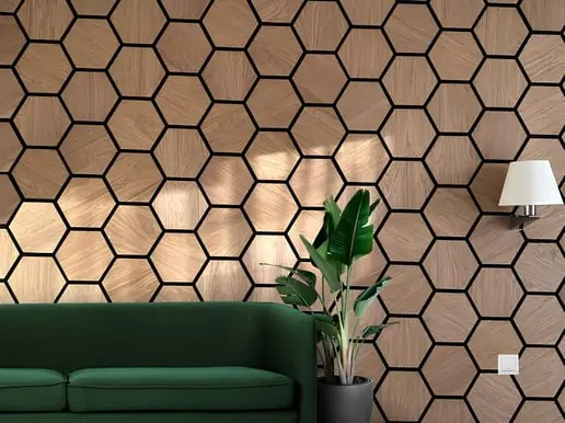 HEXAGON - 65X80 CM  ALTIGEN AKUSTİK DUVAR PANELİ ATLANTİK ÇAM-2
